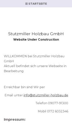 Vorschau der mobilen Webseite www.stutzmiller-holzbau.de, Holzbau Stutzmiller GmbH