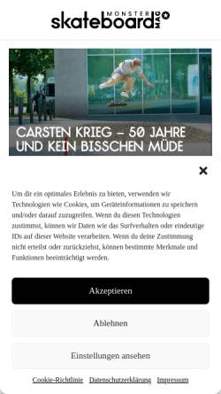 Vorschau der mobilen Webseite skateboardmsm.de, Monster Skateboard Magazine