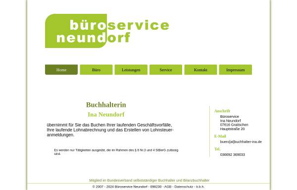 Vorschau von www.buchhalter-ina.de, Büroservice Ina Neundorf