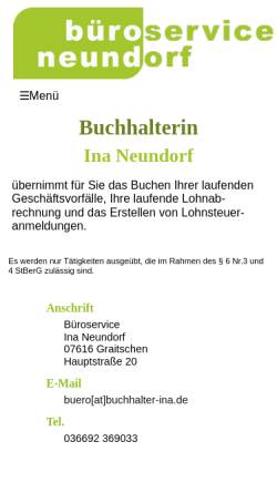 Vorschau der mobilen Webseite www.buchhalter-ina.de, Büroservice Ina Neundorf