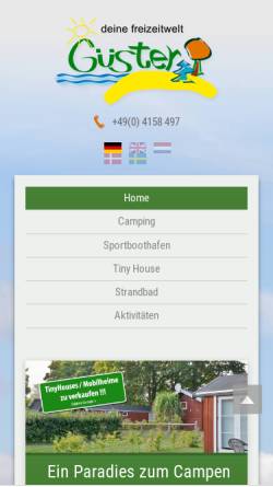 Vorschau der mobilen Webseite www.freizeitwelt-guester.de, Freizeitwelt Güster GmbH & Co. KG