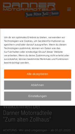 Vorschau der mobilen Webseite www.dannermotorradteile.de, Danner Motorradteile
