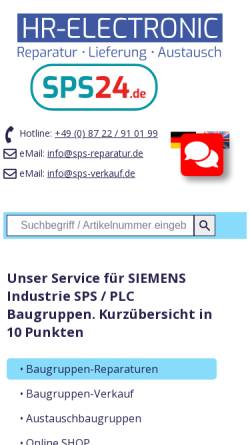 Vorschau der mobilen Webseite www.sps-reparatur.de, HR Elektronik