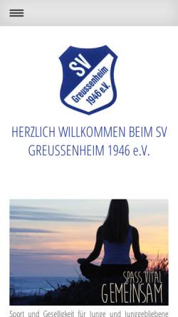 Vorschau der mobilen Webseite www.sv-greussenheim.de, Sportverein Greußenheim 1946 e.V.