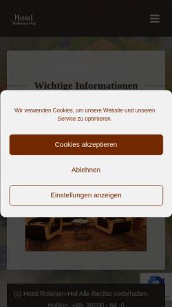 Vorschau der mobilen Webseite www.hotel-robinien-hof.de, Hotel Robinien-Hof