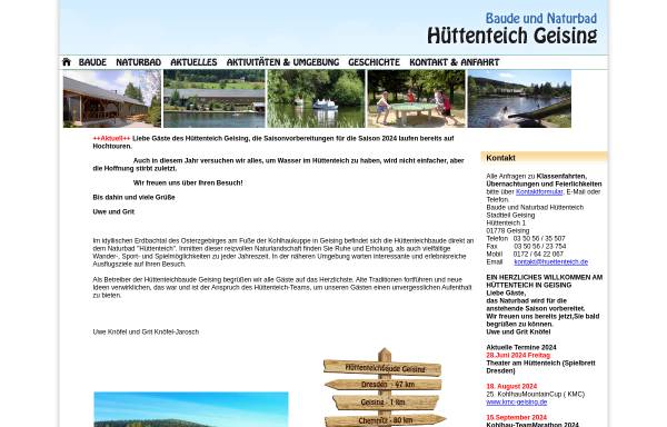 Vorschau von www.huettenteich.de, Wander- und Freizeittreff Hüttenteich