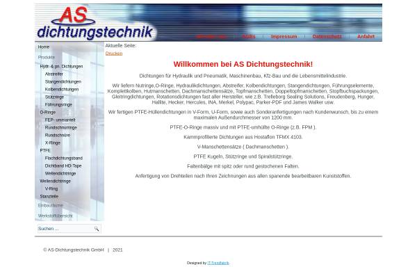 Vorschau von www.as-dichtungstechnik.de, AS-Dichtungstechnik J. Hönscheid