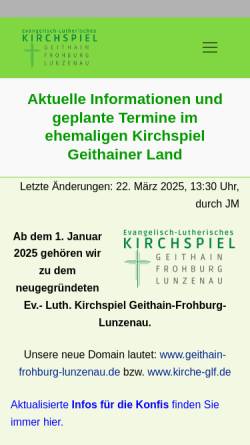 Vorschau der mobilen Webseite www.kirche-geithain.de, Kirche in und um Geithain