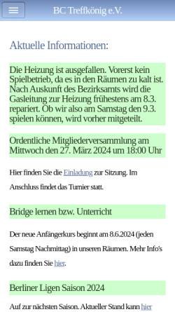 Vorschau der mobilen Webseite www.treffkoenig.de, Treffkönig