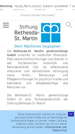 Vorschau der mobilen Webseite www.stiftung-bethesda.de, Stiftung Bethesda- St. Martin
