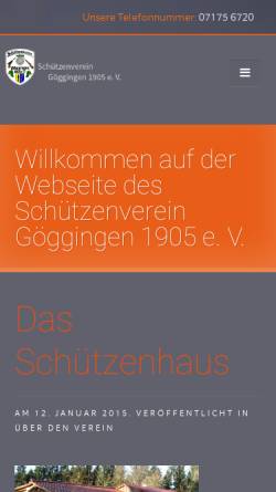 Vorschau der mobilen Webseite schuetzenverein-goeggingen.de, Schützenverein Göggingen 1905 e.V.