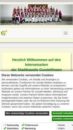 Vorschau der mobilen Webseite www.stadtkapelle-gundelfingen.de, Stadtkapelle Gundelfingen