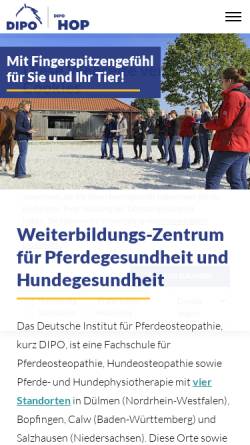 Vorschau der mobilen Webseite www.osteopathiezentrum.de, Deutsches Institut für Pferdeosteopathie - DIPO
