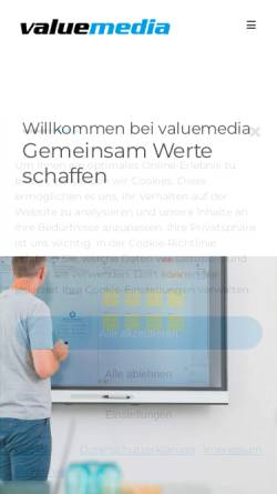Vorschau der mobilen Webseite www.valuemedia.de, Valuemedia - Digital Network GbR
