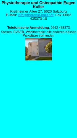 Vorschau der mobilen Webseite www.therapie-koller.at, Physiotherapeut Eugen Koller