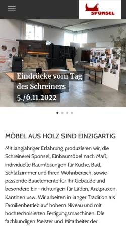 Vorschau der mobilen Webseite www.schreinerei-sponsel.de, Schreinerei Sponsel