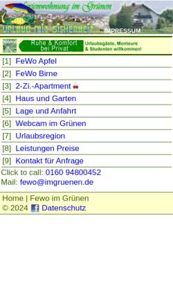 Vorschau der mobilen Webseite www.imgruenen.de, Ferienwohnung Höcht im Grünen