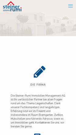 Vorschau der mobilen Webseite www.steiner-ag.ch, Steiner Immobilien Management GmbH