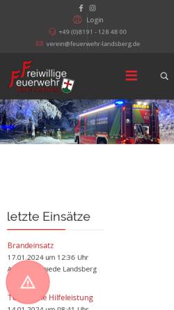 Vorschau der mobilen Webseite www.feuerwehr-landsberg.de, Feuerwehr Landsberg e. V.