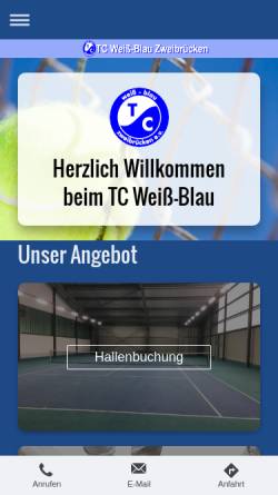 Vorschau der mobilen Webseite www.tennis-zw.de, TC Weiß-Blau Zweibrücken e.V.