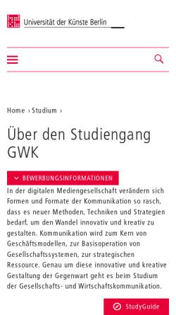 Vorschau der mobilen Webseite gwk.udk-berlin.de, Gesellschafts- und Wirtschaftskommunikation (GWK)