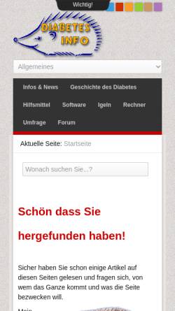Vorschau der mobilen Webseite www.diabetesinfo.de, Diabetes-Info