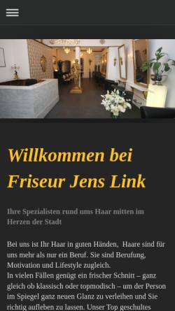Vorschau der mobilen Webseite www.jens-link.com, Friseursalon Jens Link & Kosmetik Eileen Harb