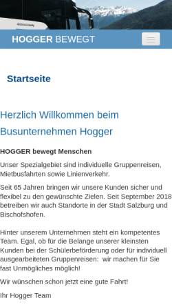 Vorschau der mobilen Webseite www.hogger.de, Busunternehmen Hogger