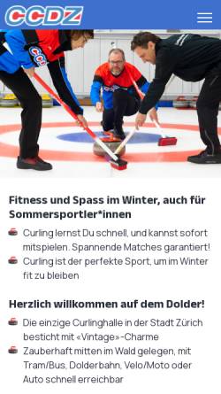 Vorschau der mobilen Webseite www.curling-zuerich.ch, Curlinghalle Dolder in Zürich