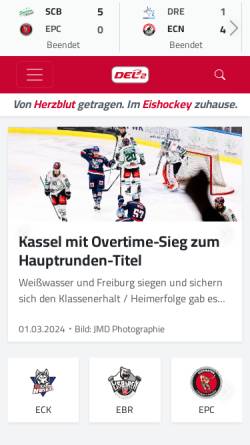 Vorschau der mobilen Webseite www.esbg.de, Eishockey Spielbetriebsgesellschaft