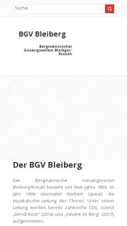 Vorschau der mobilen Webseite bgv-bleiberg.at, Bergmännischer Gesangsverein Bleiberg-Kreuth