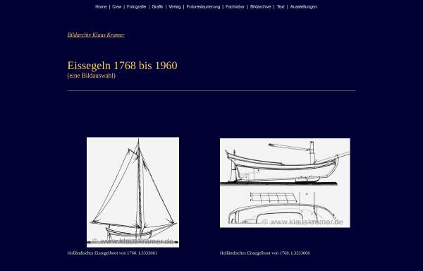 Vorschau von www.klaus-kramer.de, Bilder vom Eissegeln und von Eisseglern 1768 bis 1960