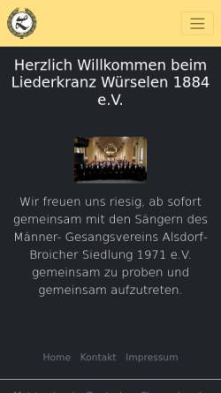 Vorschau der mobilen Webseite www.liederkranz-wuerselen.de, Männer-Gesang-Verein Liederkranz Würselen 1884 e.V.