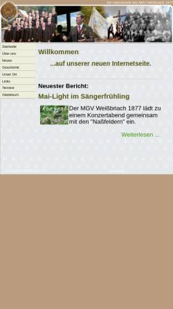 Vorschau der mobilen Webseite mgvweissbriach.com, MGV Weißbriach 1877