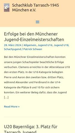 Vorschau der mobilen Webseite www.tarrasch-muenchen.de, Schachklub Tarrasch-1945 München e.V.