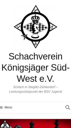Vorschau der mobilen Webseite www.koenigsjaeger.de, Schachverein Königsjäger Süd-West e.V.