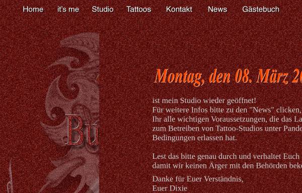 Vorschau von www.dixies-tattoo.de, Dixies Tattoo, Claus Austermühl