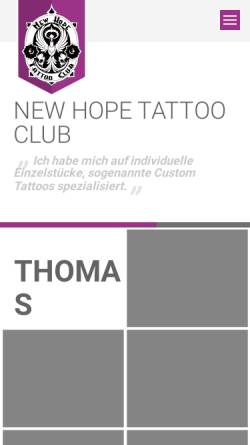 Vorschau der mobilen Webseite www.new-hope-tattoo.de, New Hope Tattoo Club, Thomas Krug
