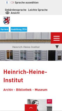 Vorschau der mobilen Webseite www.duesseldorf.de, Heinrich-Heine-Institut