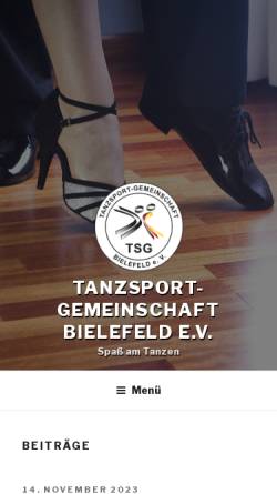 Vorschau der mobilen Webseite www.tsgbielefeld.de, Tanzsport-Gemeinschaft Bielefeld e.V.