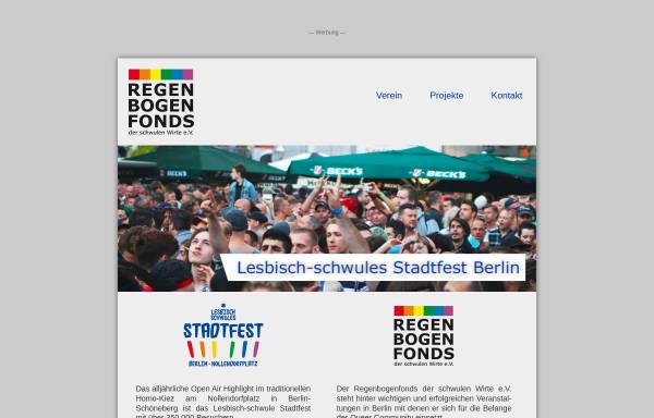 Vorschau von www.regenbogenfonds.de, Regenbogenfonds der schwulen Wirte e.V.
