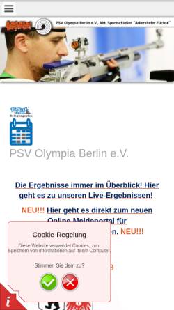 Vorschau der mobilen Webseite www.adlershoferfuechse.de, Adlershofer Füchse im Polizeisportverein Olympia Berlin e.V.