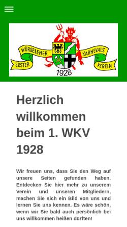 Vorschau der mobilen Webseite www.1-wkv.de, Erster Würselner Karnevalsverein 1928 e.V.