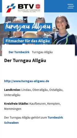 Vorschau der mobilen Webseite www.turngau-allgaeu.de, Turngau Allgäu