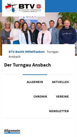 Vorschau der mobilen Webseite www.turngau-ansbach.de, Turngau Ansbach