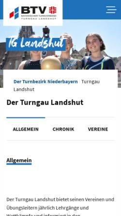 Vorschau der mobilen Webseite www.turngau-landshut.de, Turngau Landshut