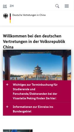 Vorschau der mobilen Webseite peking.diplo.de, Botschaft der Bundesrepublik Deutschland in der Volksrepublik China