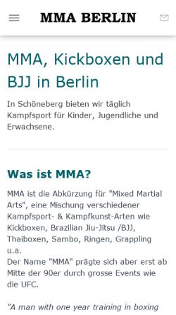 Vorschau der mobilen Webseite www.mma-berlin.de, MMA Berlin - Mixed Martial Arts