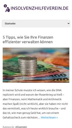 Vorschau der mobilen Webseite www.insolvenzhilfeverein.de, Insolvenzhilfe e.V.