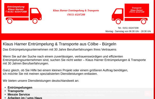 Vorschau von www.transporte-klaus-harner.de, Entrümpelung & Transporte Klaus Harner